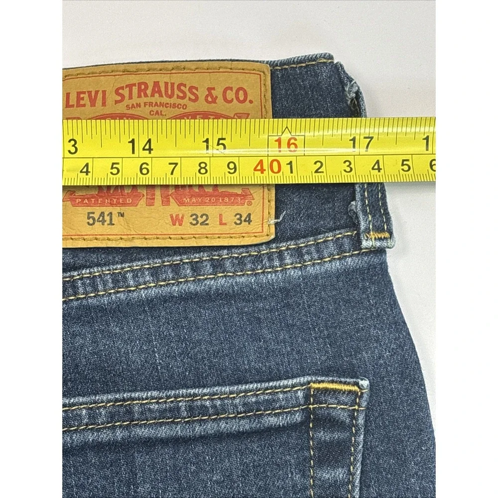 Levis 541 Jeans Mens 32x34 Blue Dark‎ Wash Cotton Stretch Slim Fit Denim